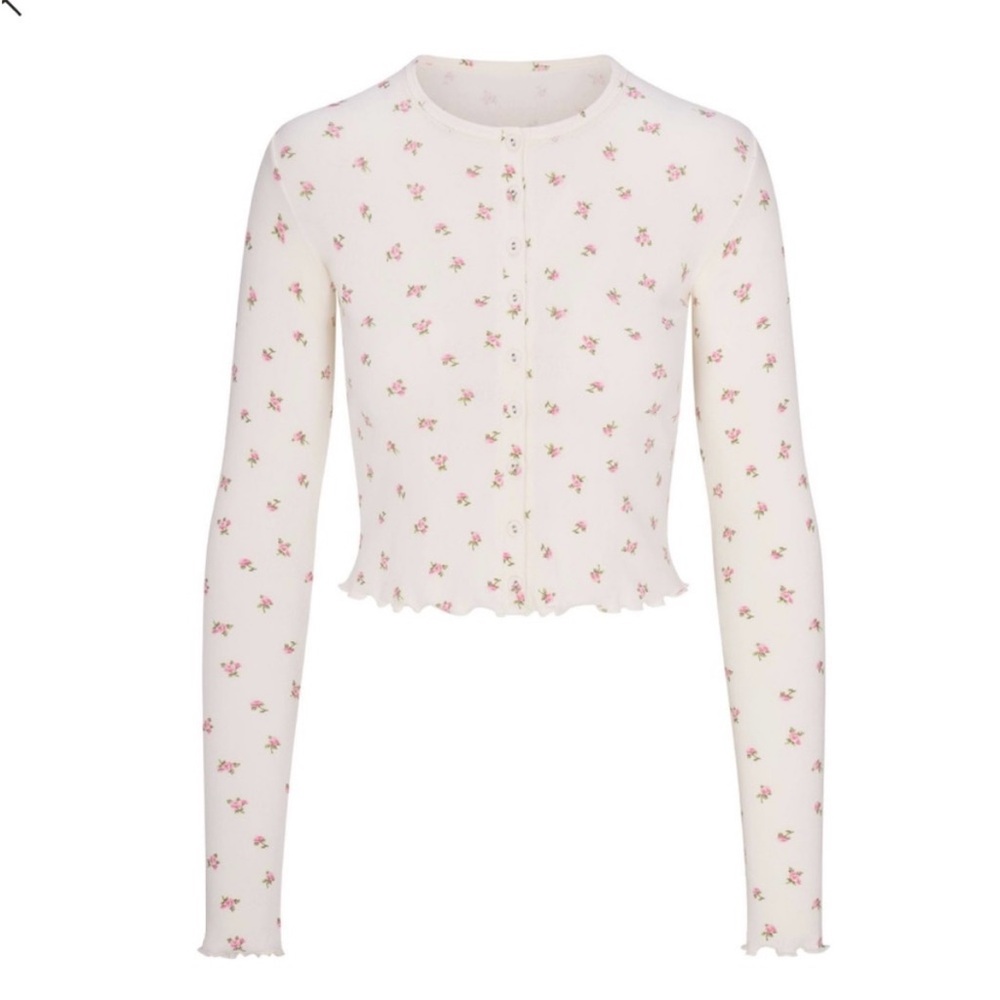 NEW- SKIMS Rosebud Floral Cardigan Sweater - Picture 6 of 6